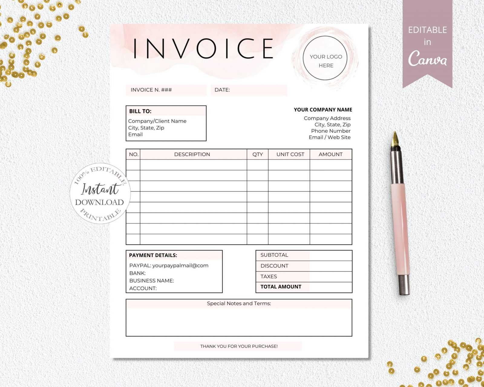 editable free invoice template