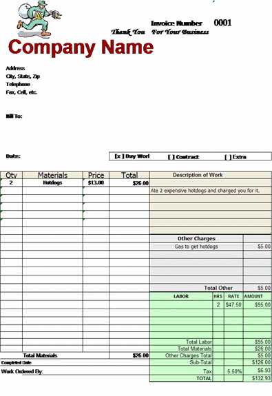 microsoft invoice template 2007