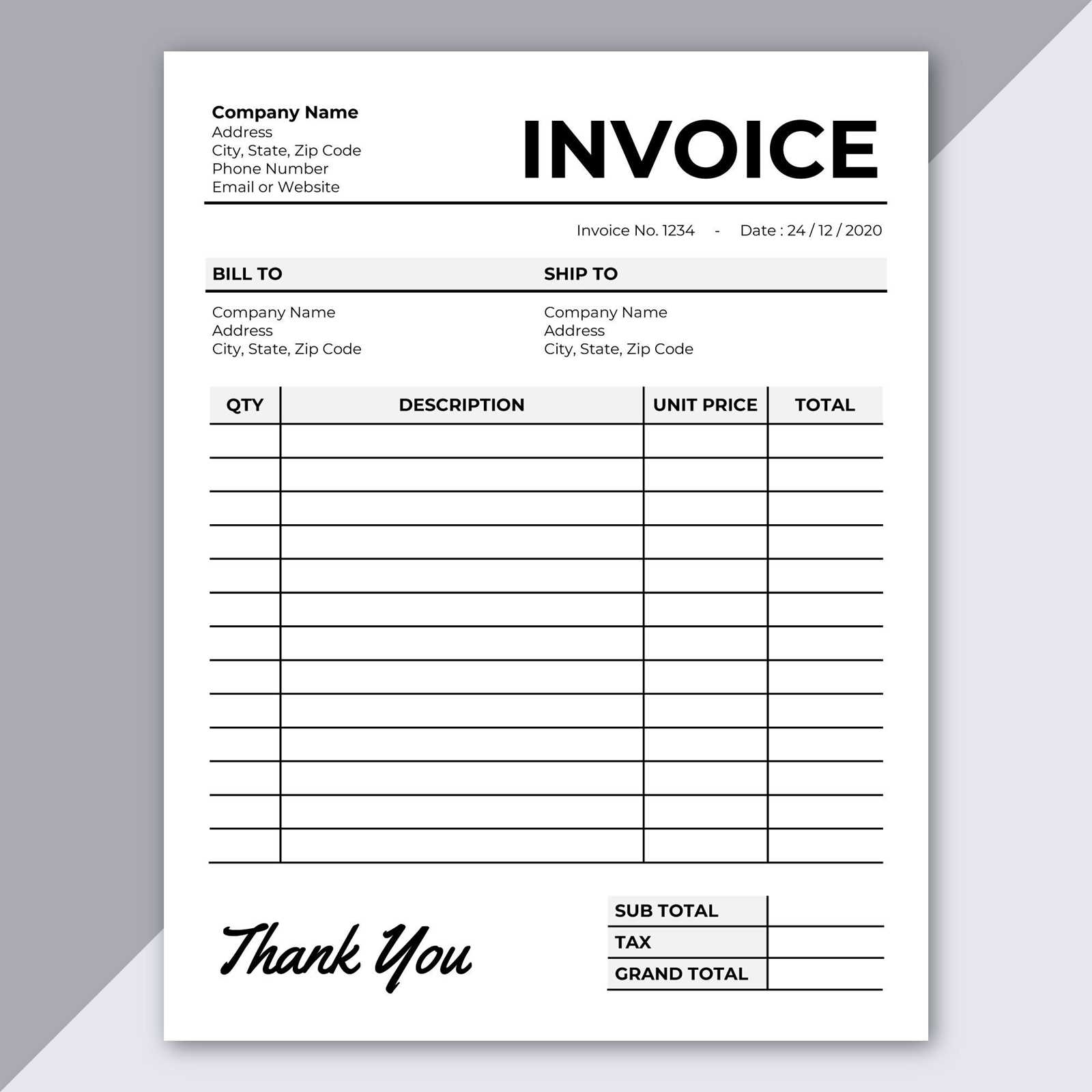 download template invoice