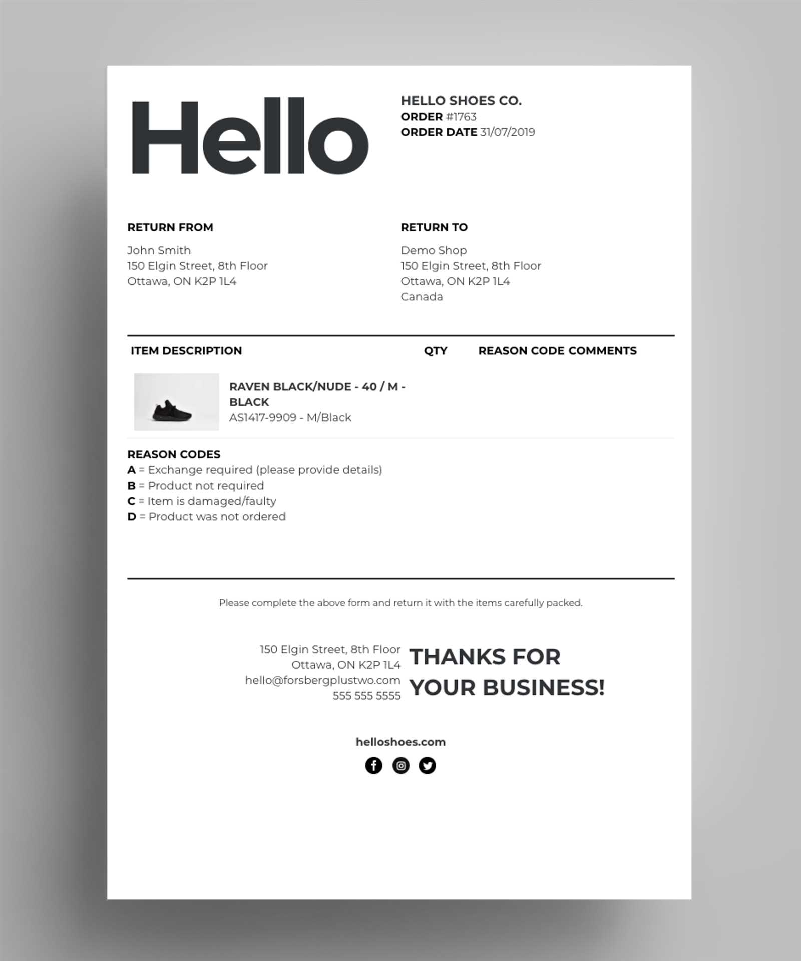 shopify order printer invoice template