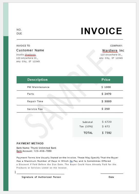 invoice header template