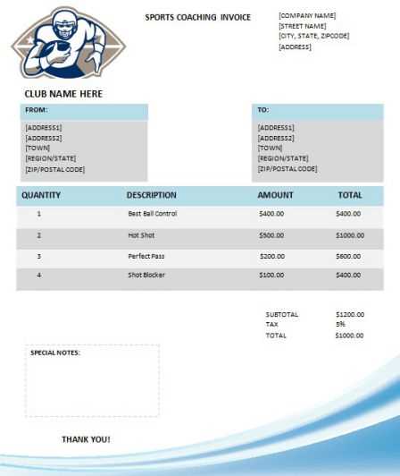 personal trainer invoice template