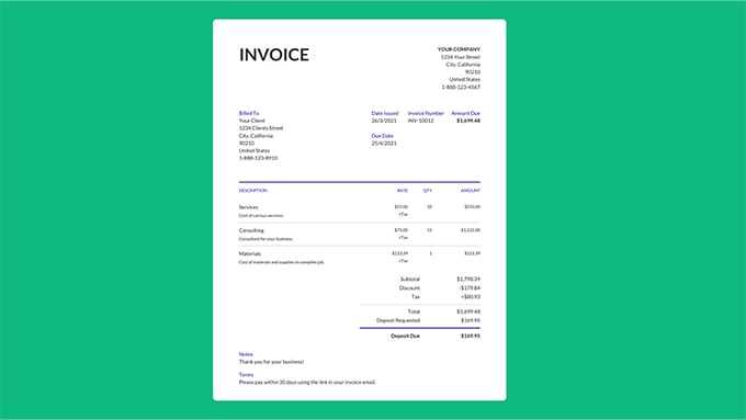 consultant invoice template