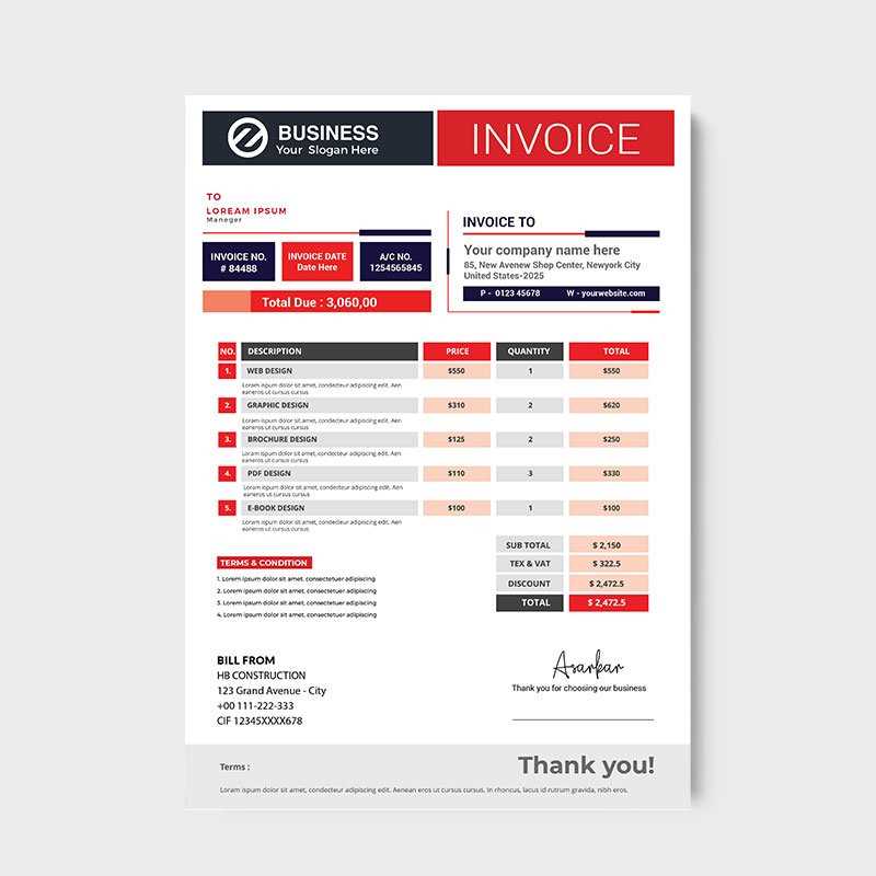 colorful invoice template