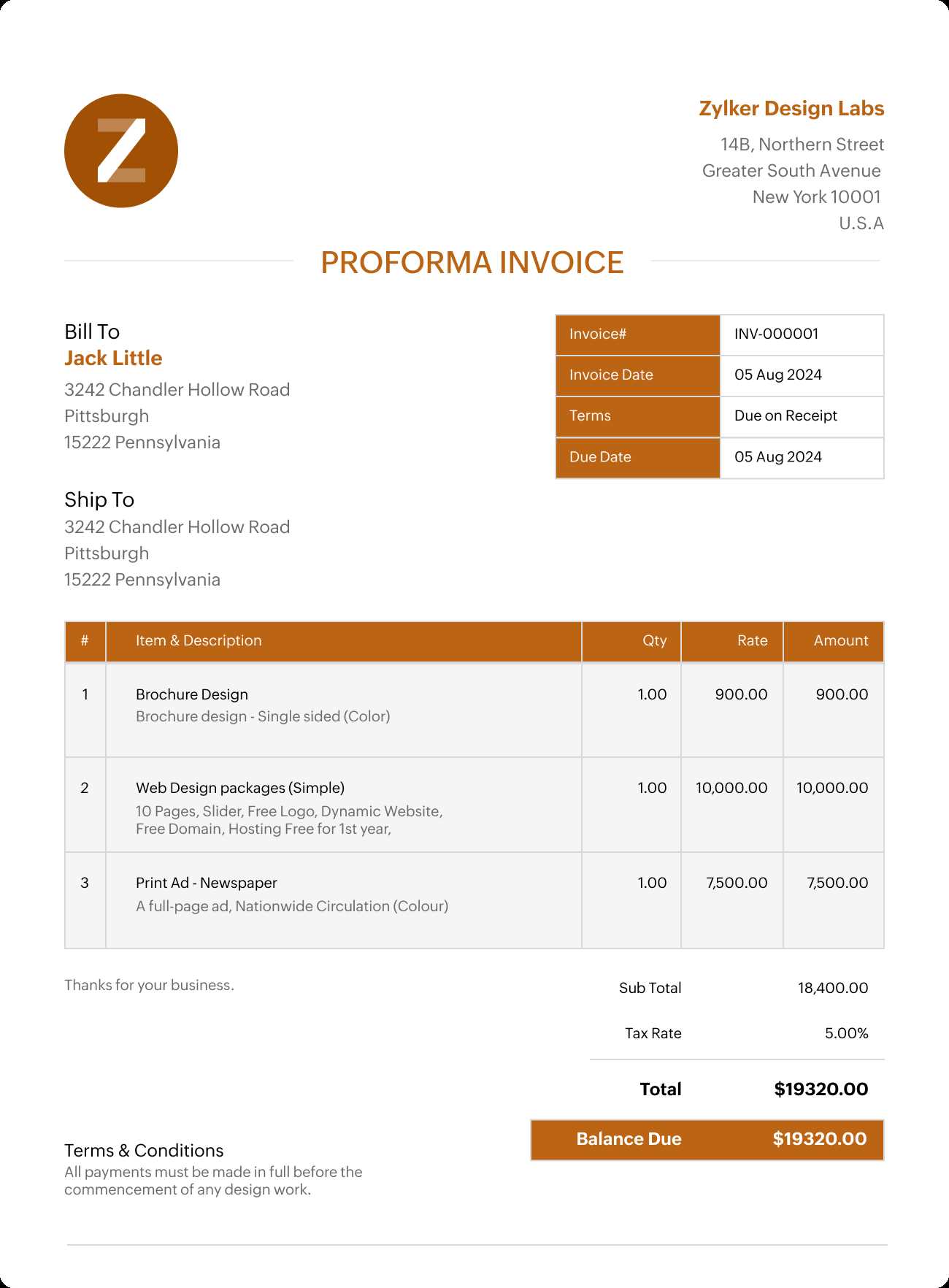 proforma invoice template doc