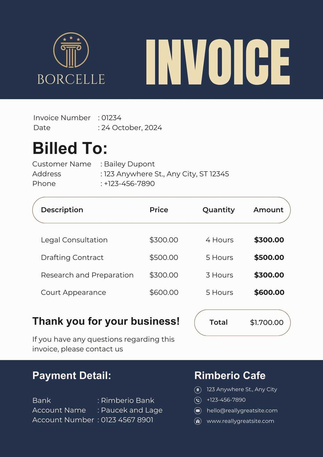 gold invoice template
