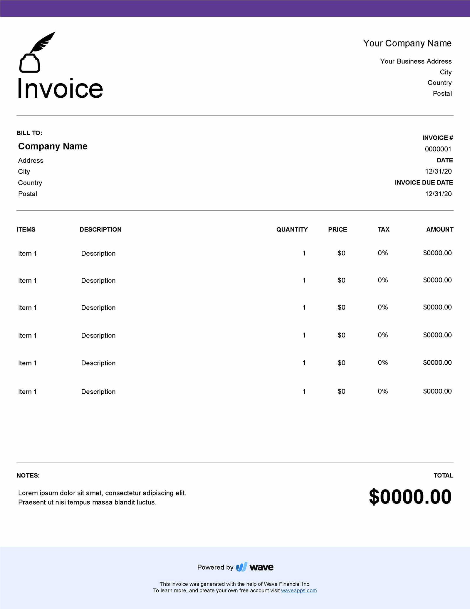 writing an invoice template