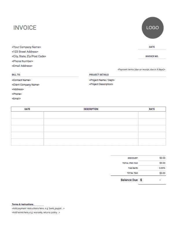 invoice for graphic design template