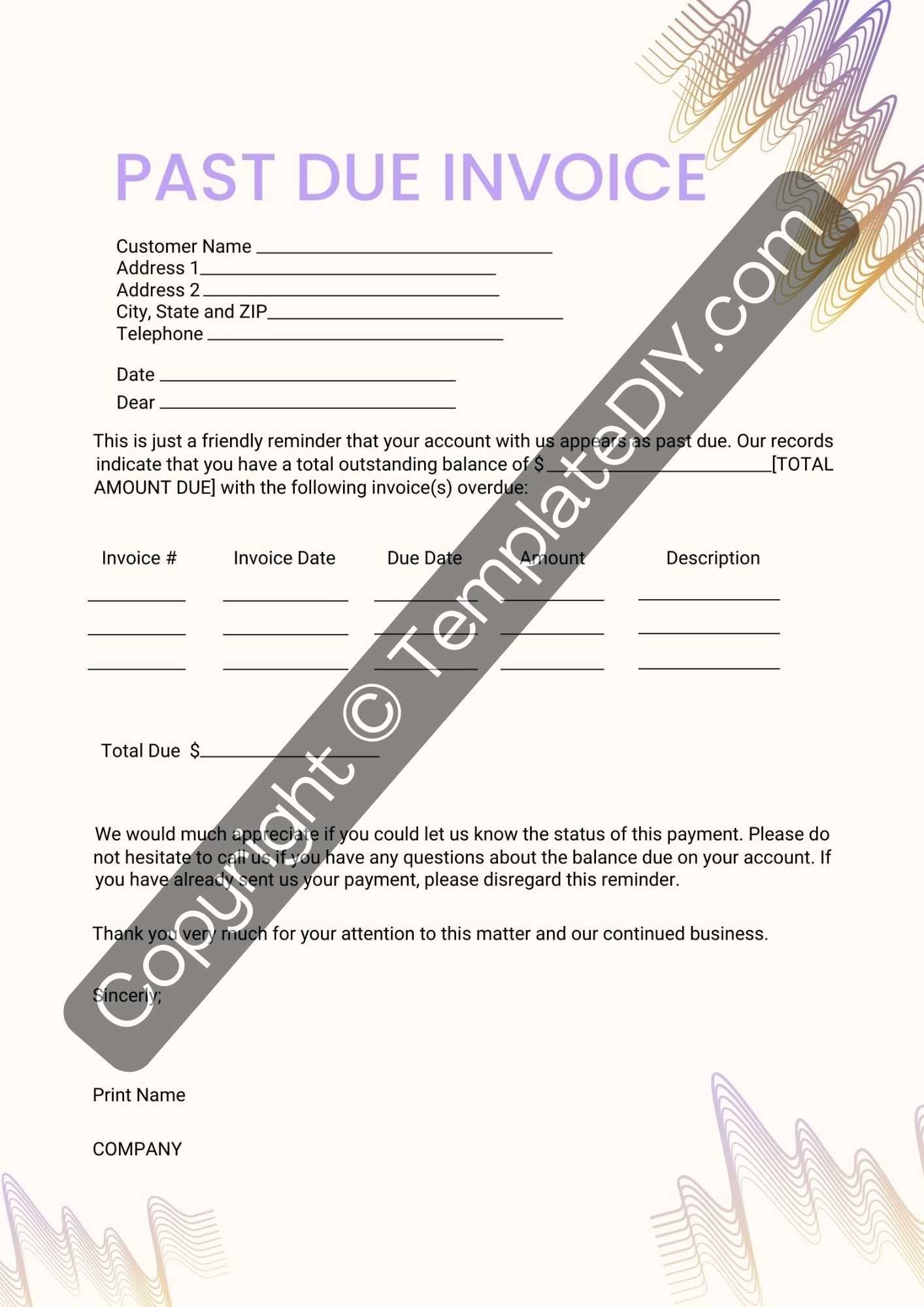 unpaid invoice letter template