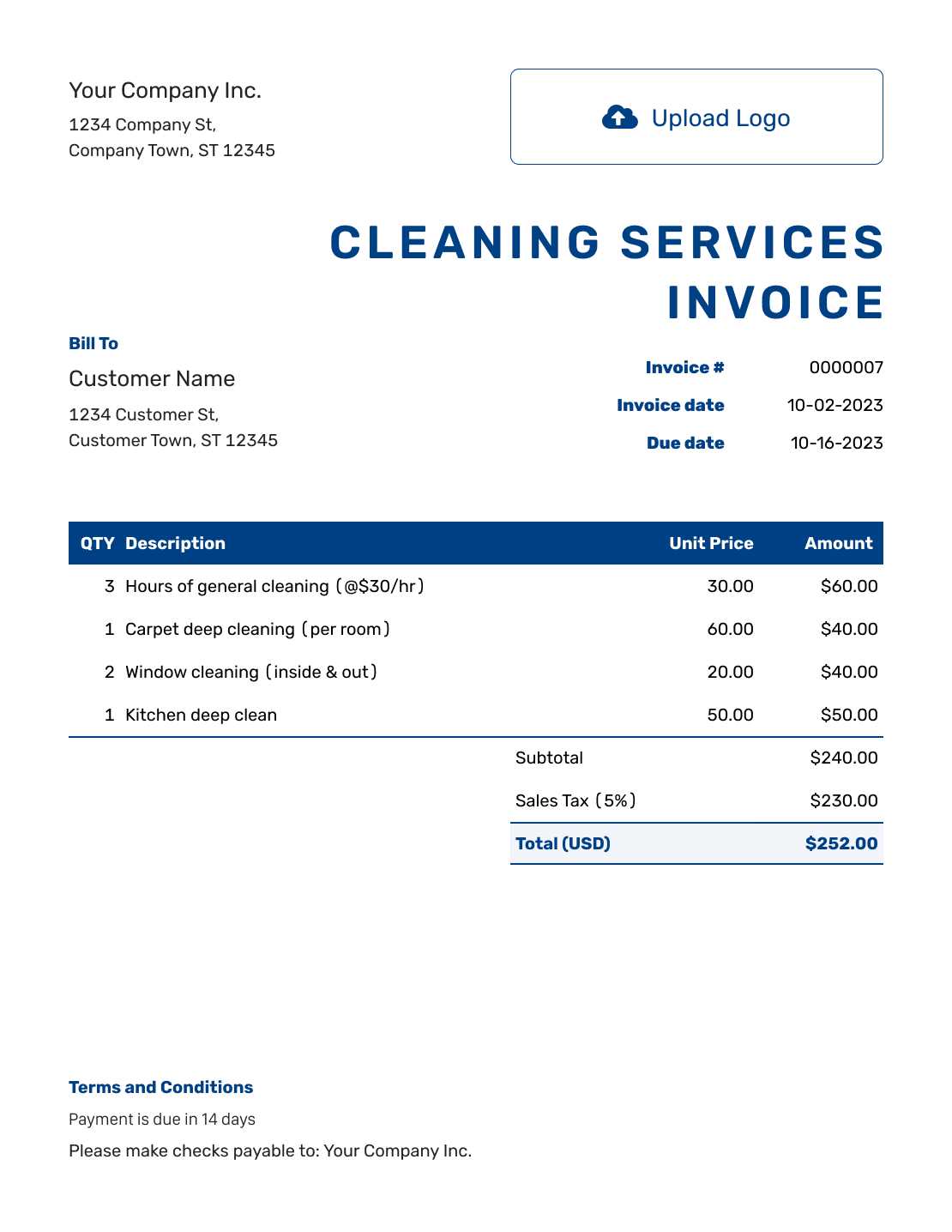 invoice services template