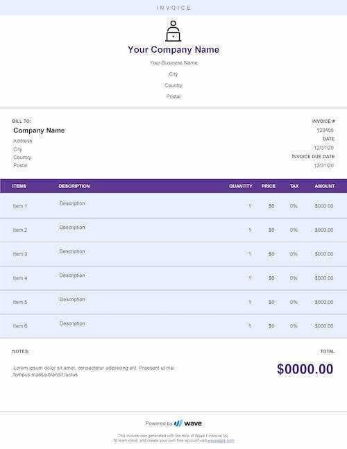 excel templates for invoices