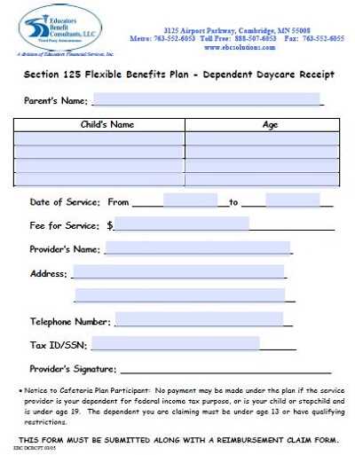 free printable daycare invoice template