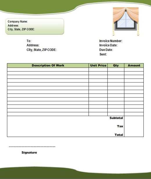 interior designer invoice template