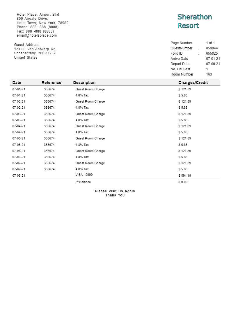 lodging invoice template
