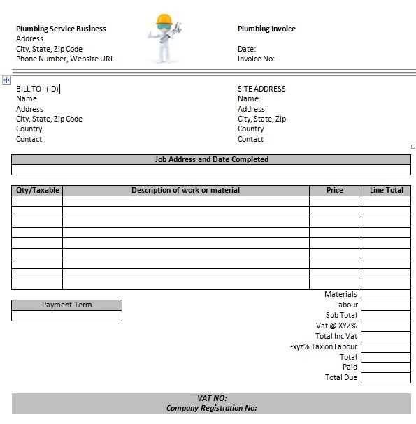 plumber invoice template word