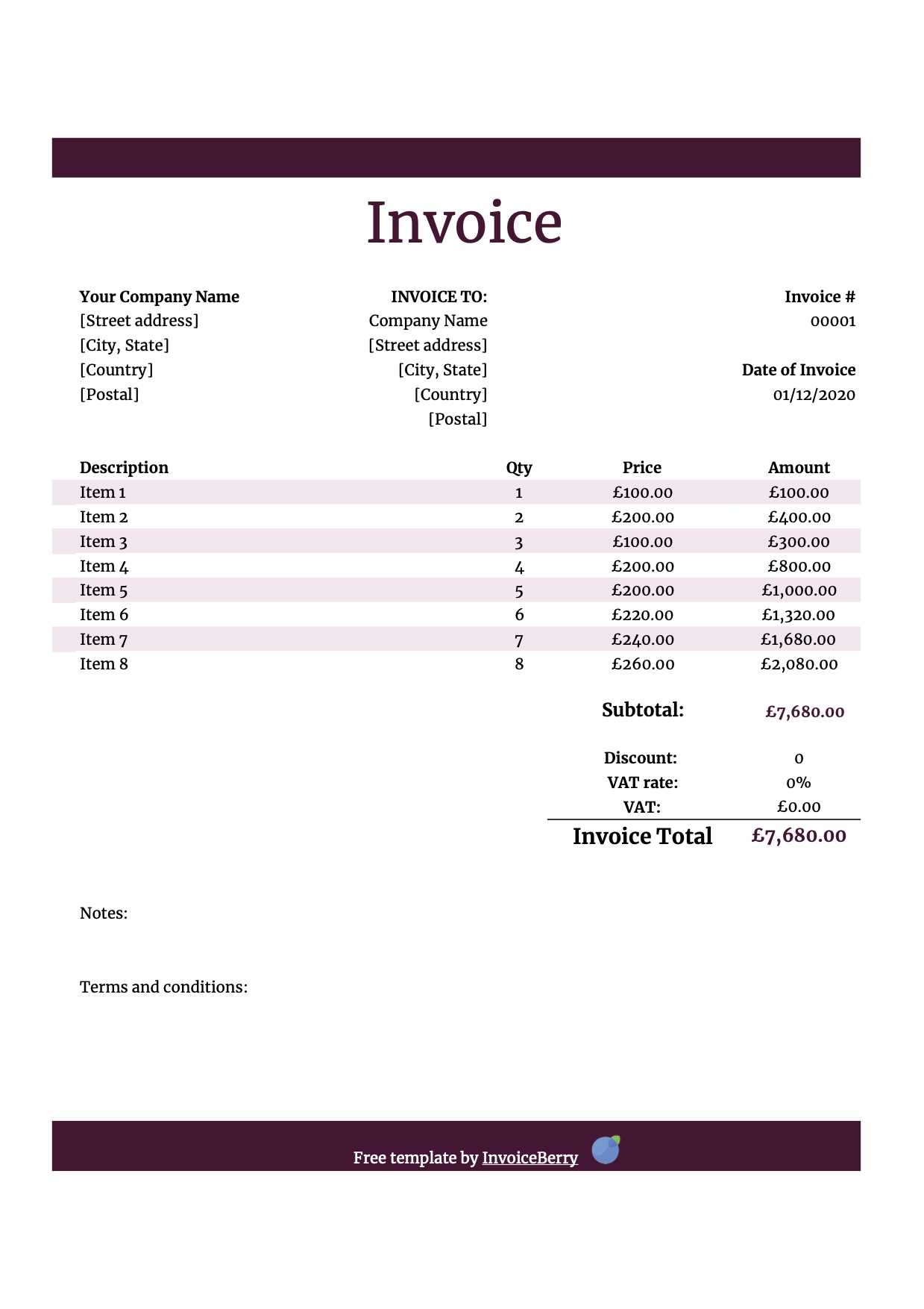 simple invoice template free mac