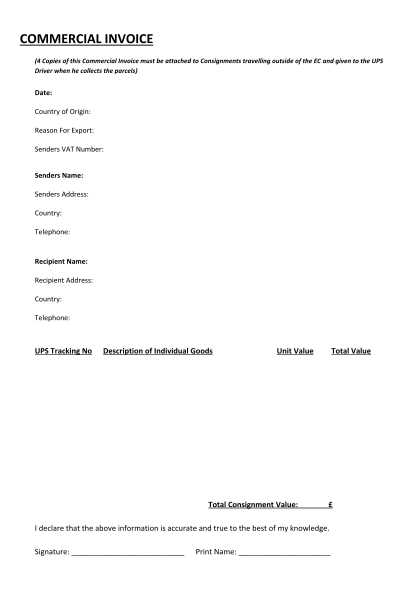 ups invoice template