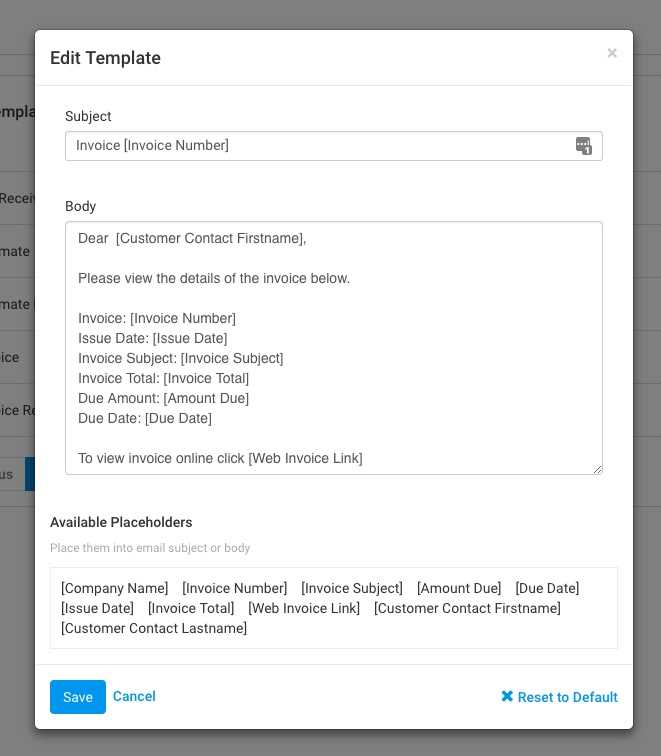 invoice email template