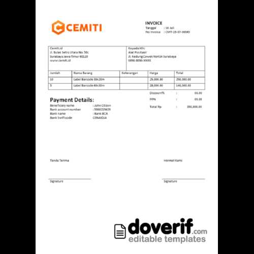 electronic invoice template