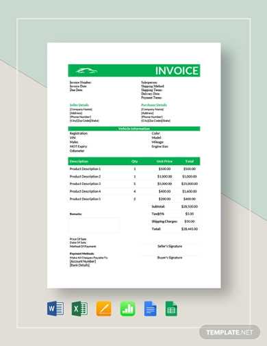 used vehicle invoice template