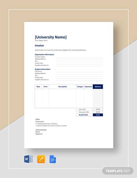 university invoice template