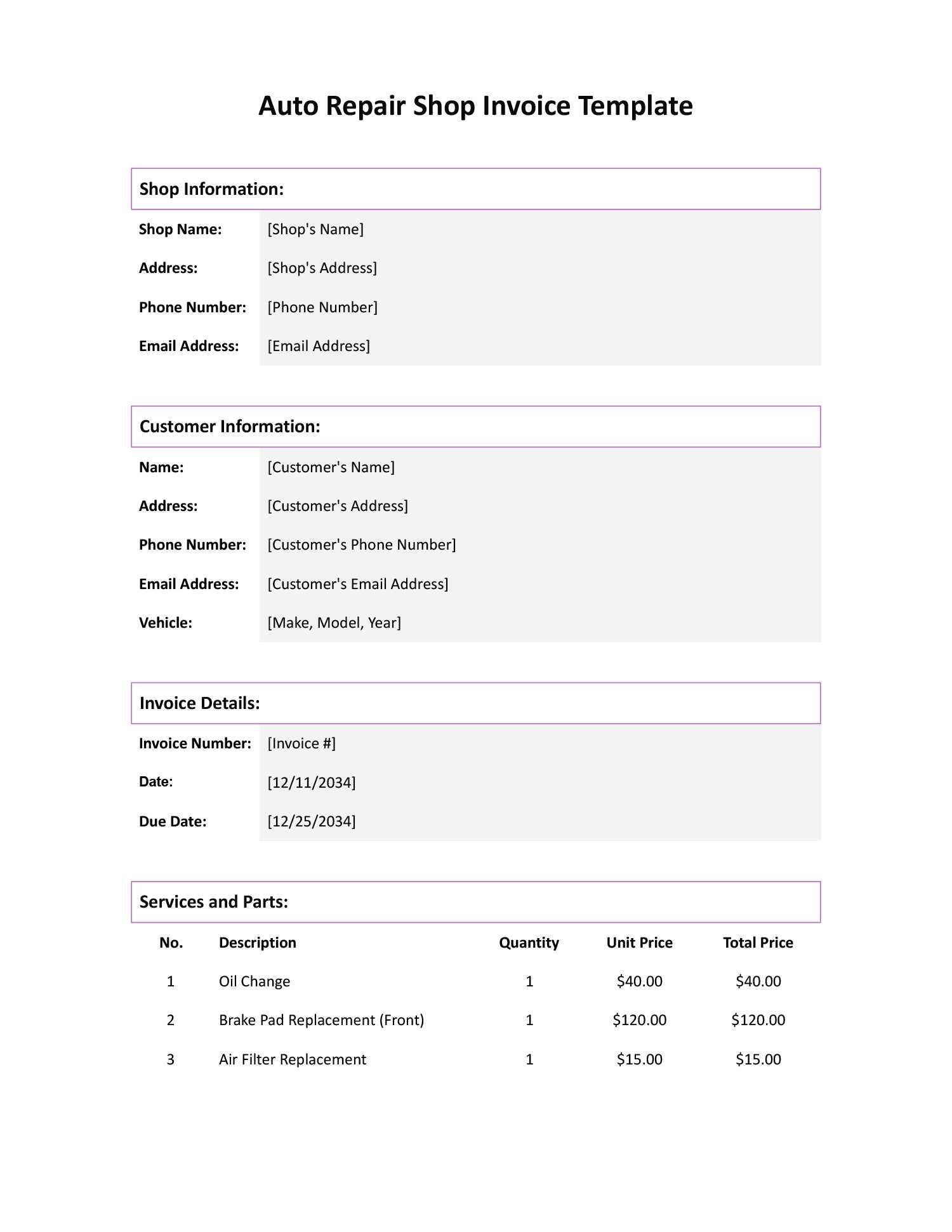 self employed electrician invoice template