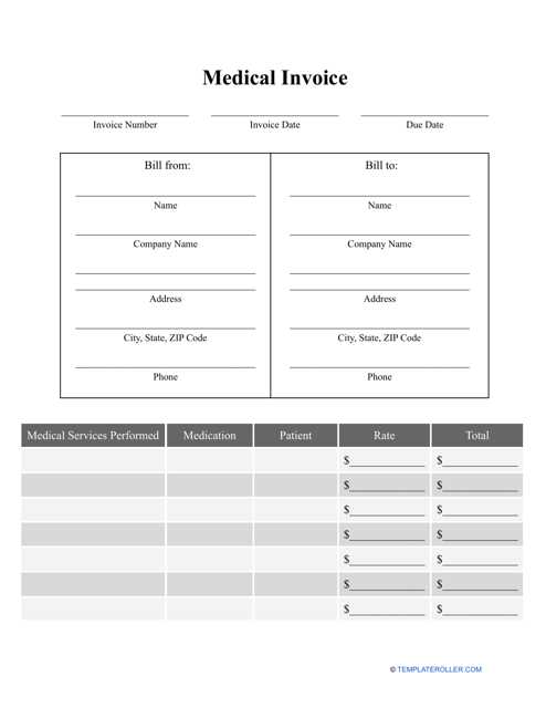 medical invoice template free download