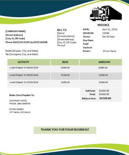 trucker invoice template