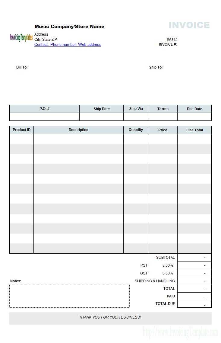 musician invoice template word