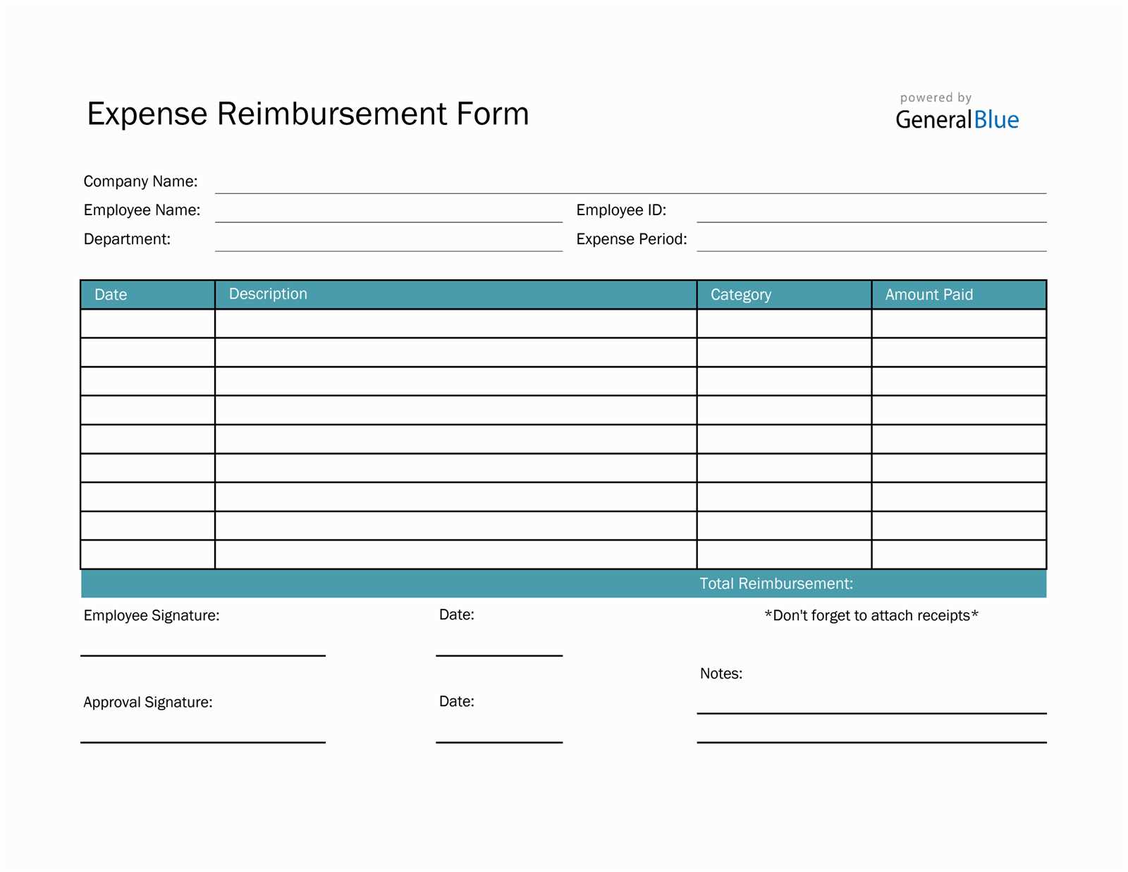 invoice for reimbursement expenses template