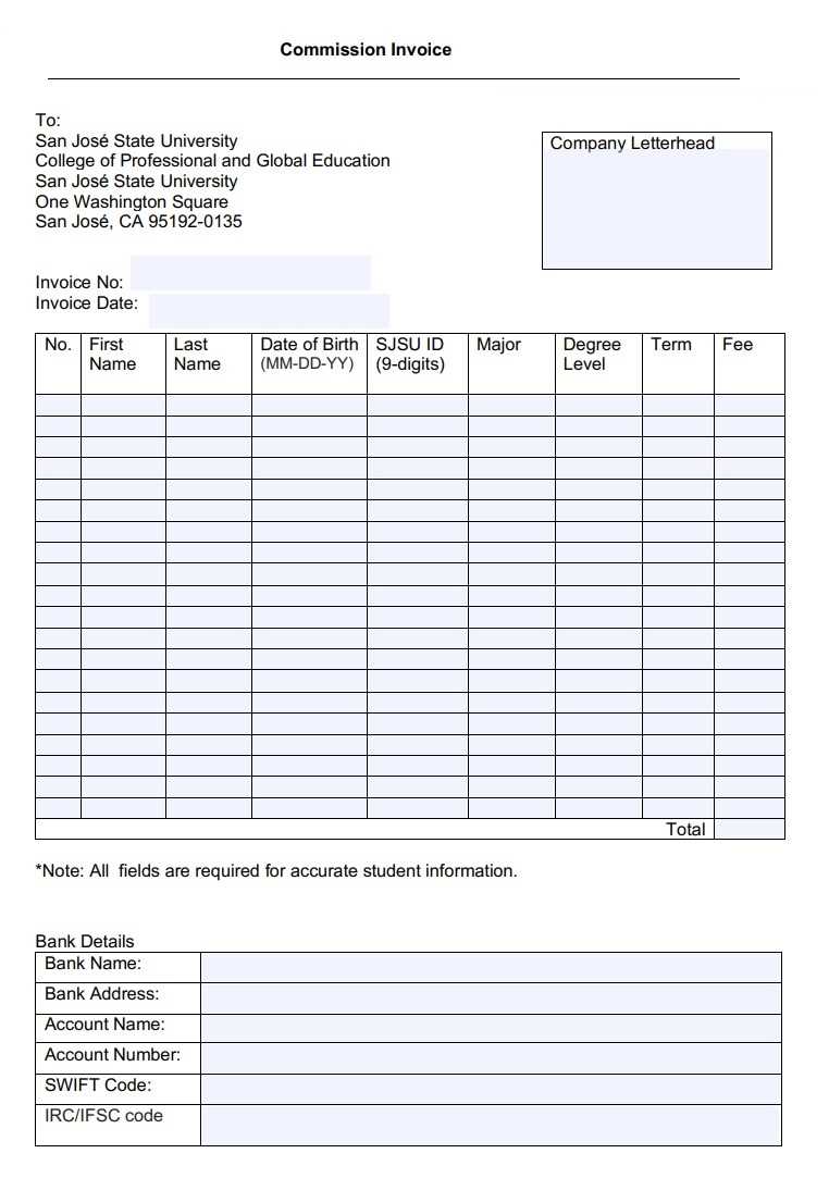 vendor invoice template