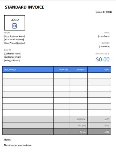 invoice template example