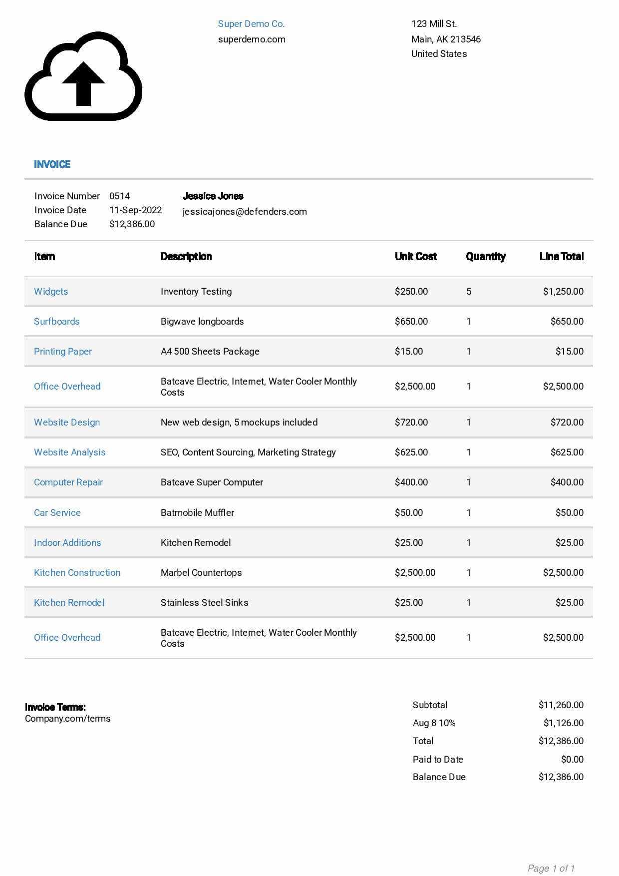 video production invoice template