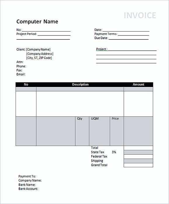 invoice template with bank details word