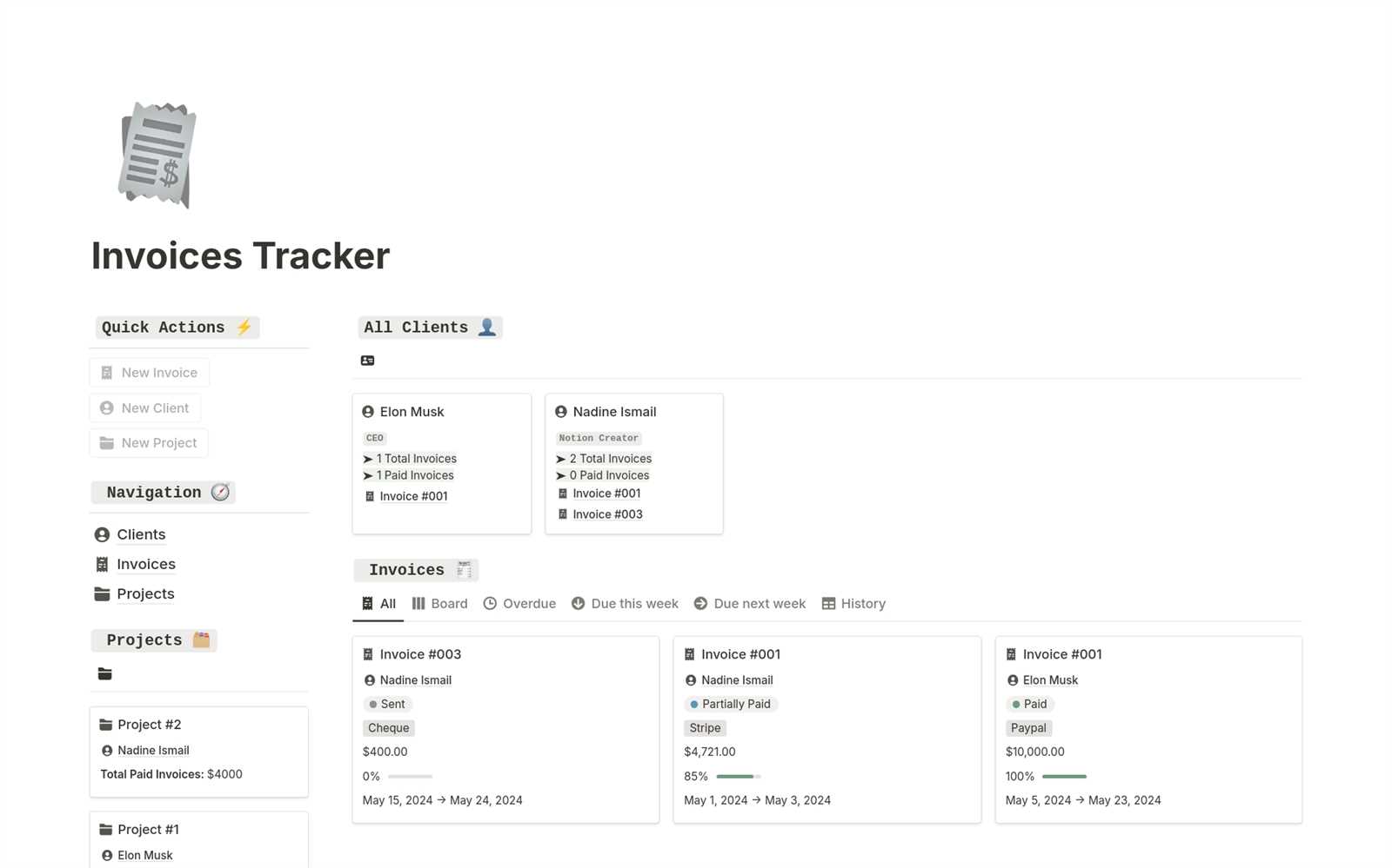 invoice template notion