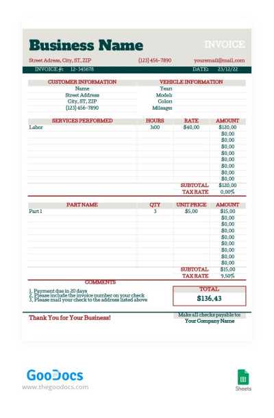 monthly invoice statement template