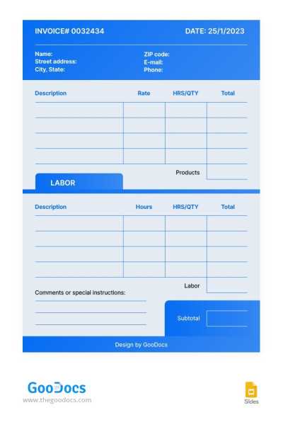 printable contractor invoice template