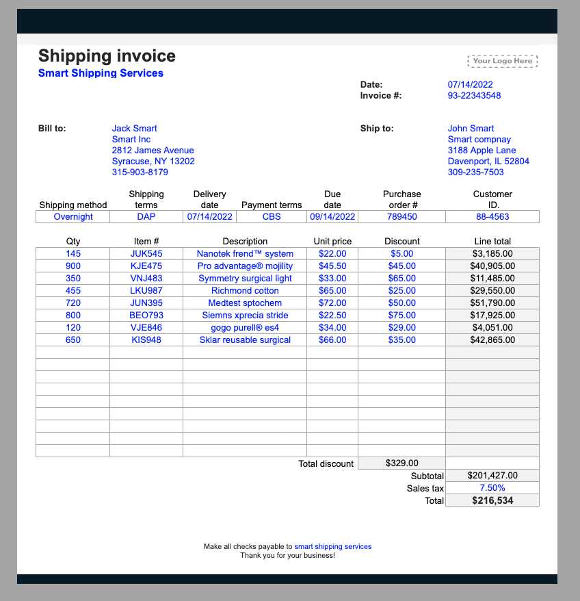 fake invoice template