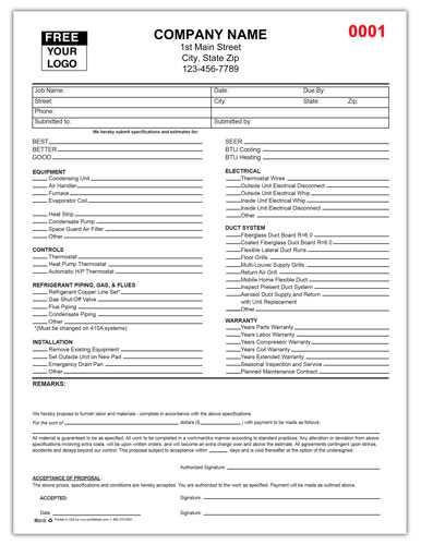 air conditioning repair invoice template