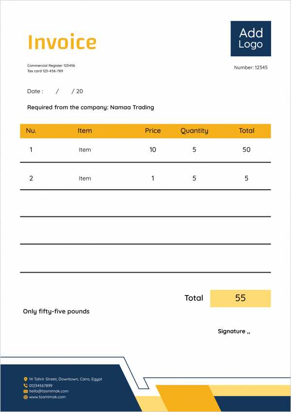 editable printable invoice template