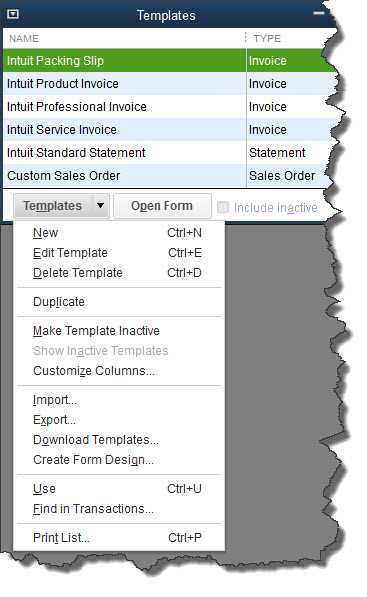 quickbooks multiple invoice templates