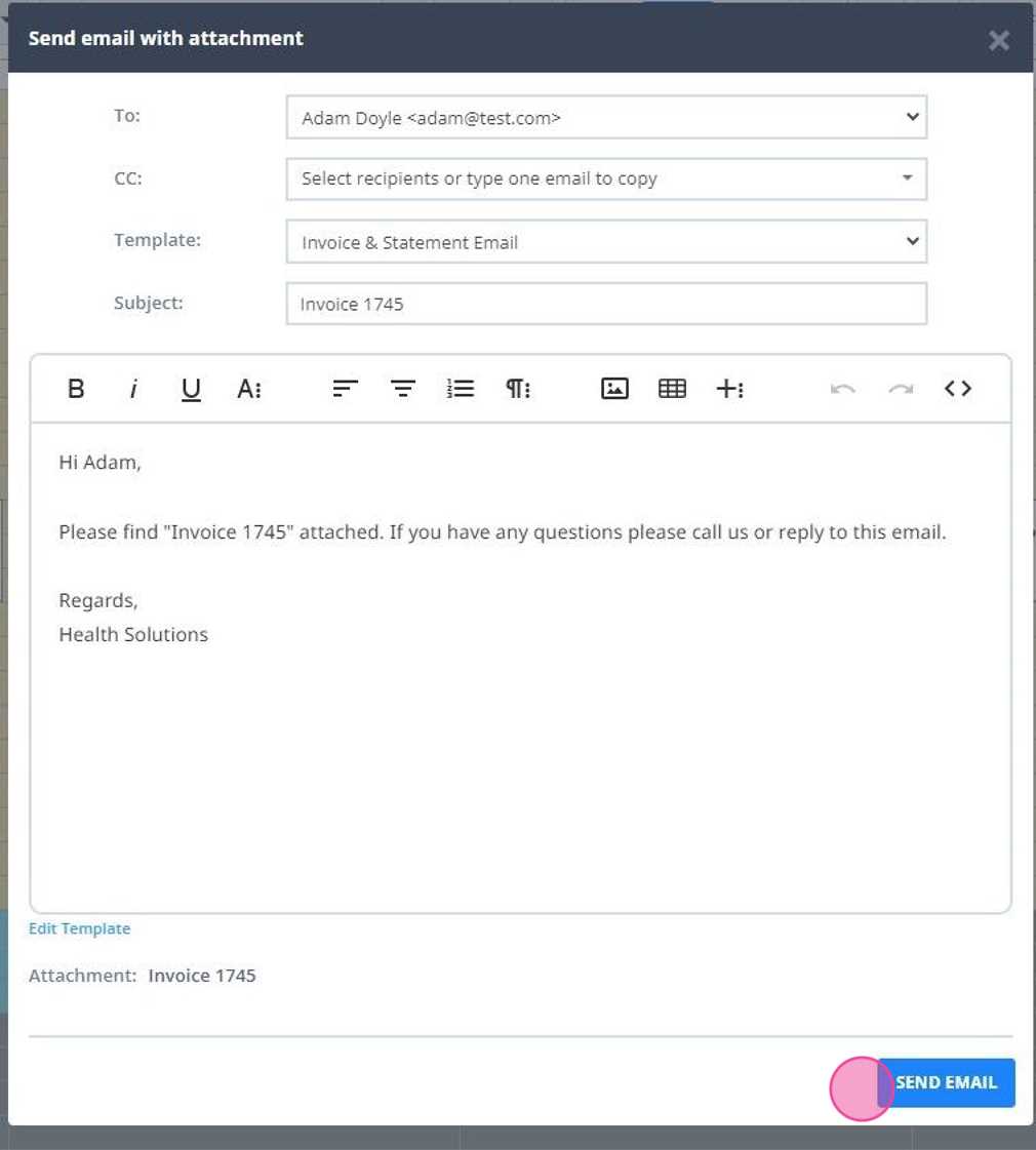 invoice email template