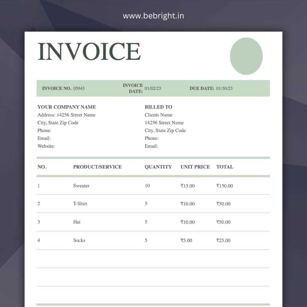 is there an invoice template in excel