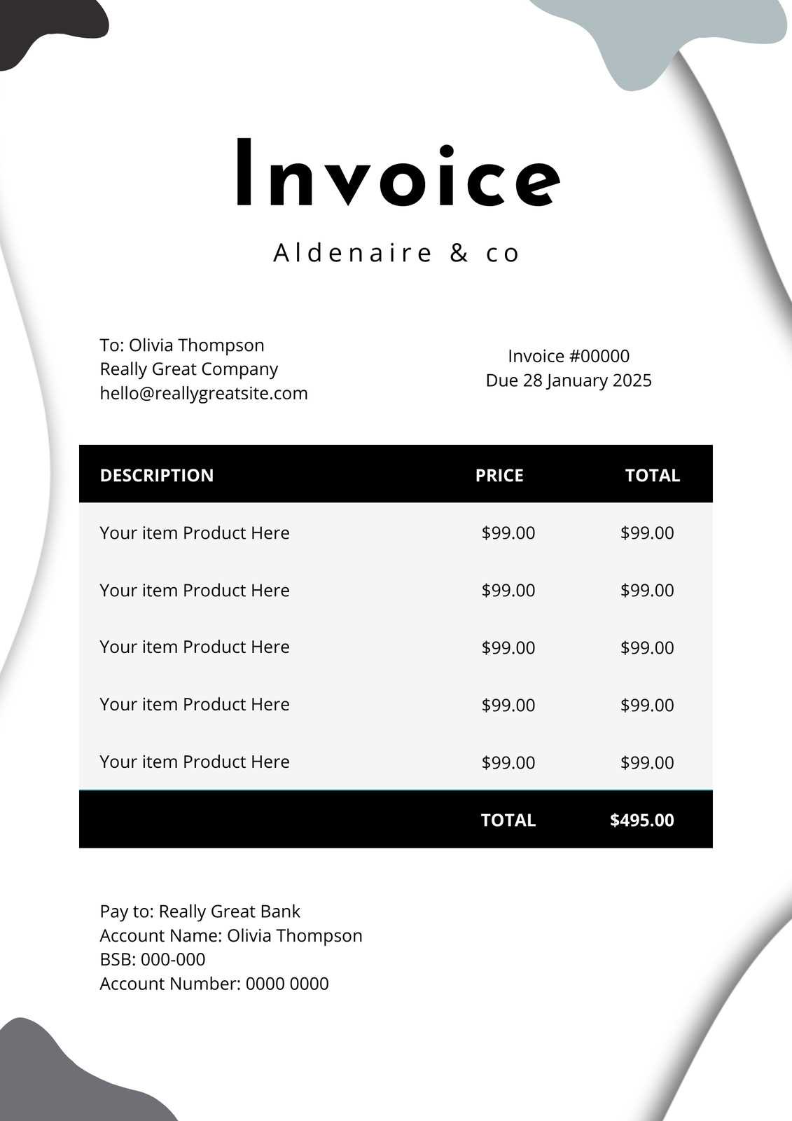 seamstress invoice template