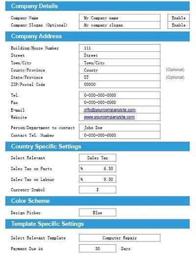 computer technician invoice template