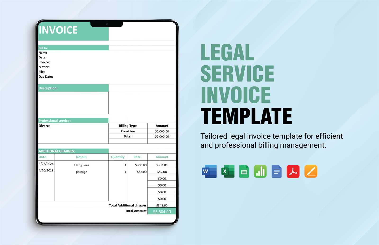 service charge invoice template