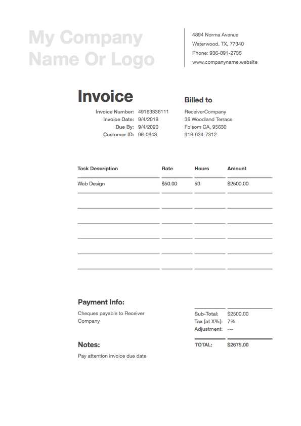 invoice template ipad