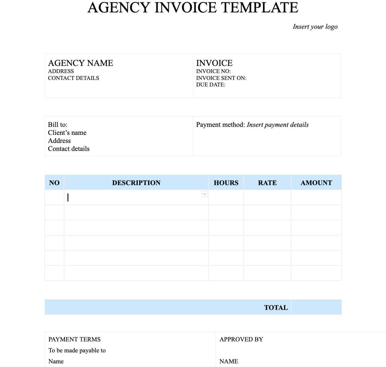 blank invoice template word doc