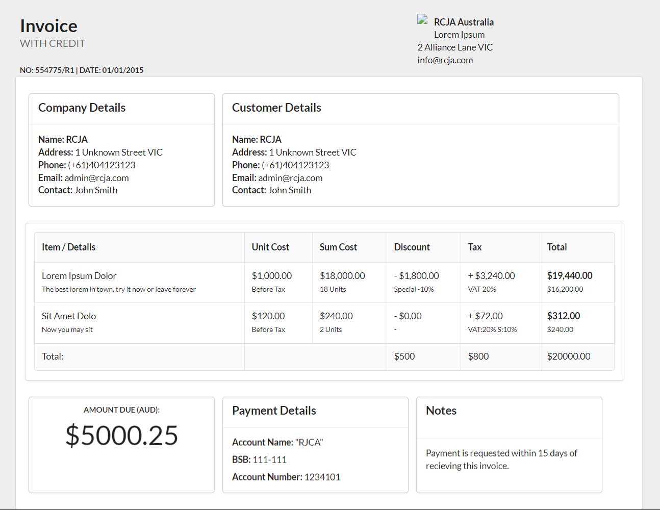 responsive invoice template