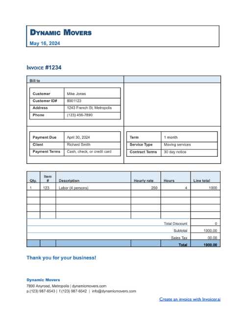 itemized invoice template